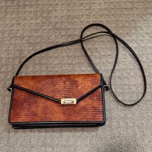 Vintage Brown Textured Leather Crossbody Bag